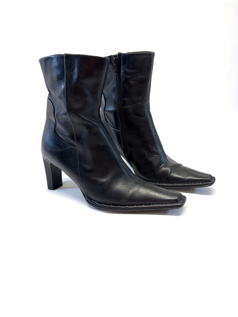 TRUE VINTAGE Aldo Black Leather Square Toe Boots Size 38/US8